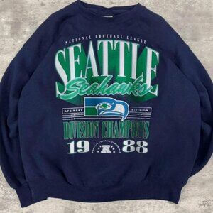 Vintage 1988 AFC Champions Seattle Seahawks Football Sweatshirt 90s NFL Shirt